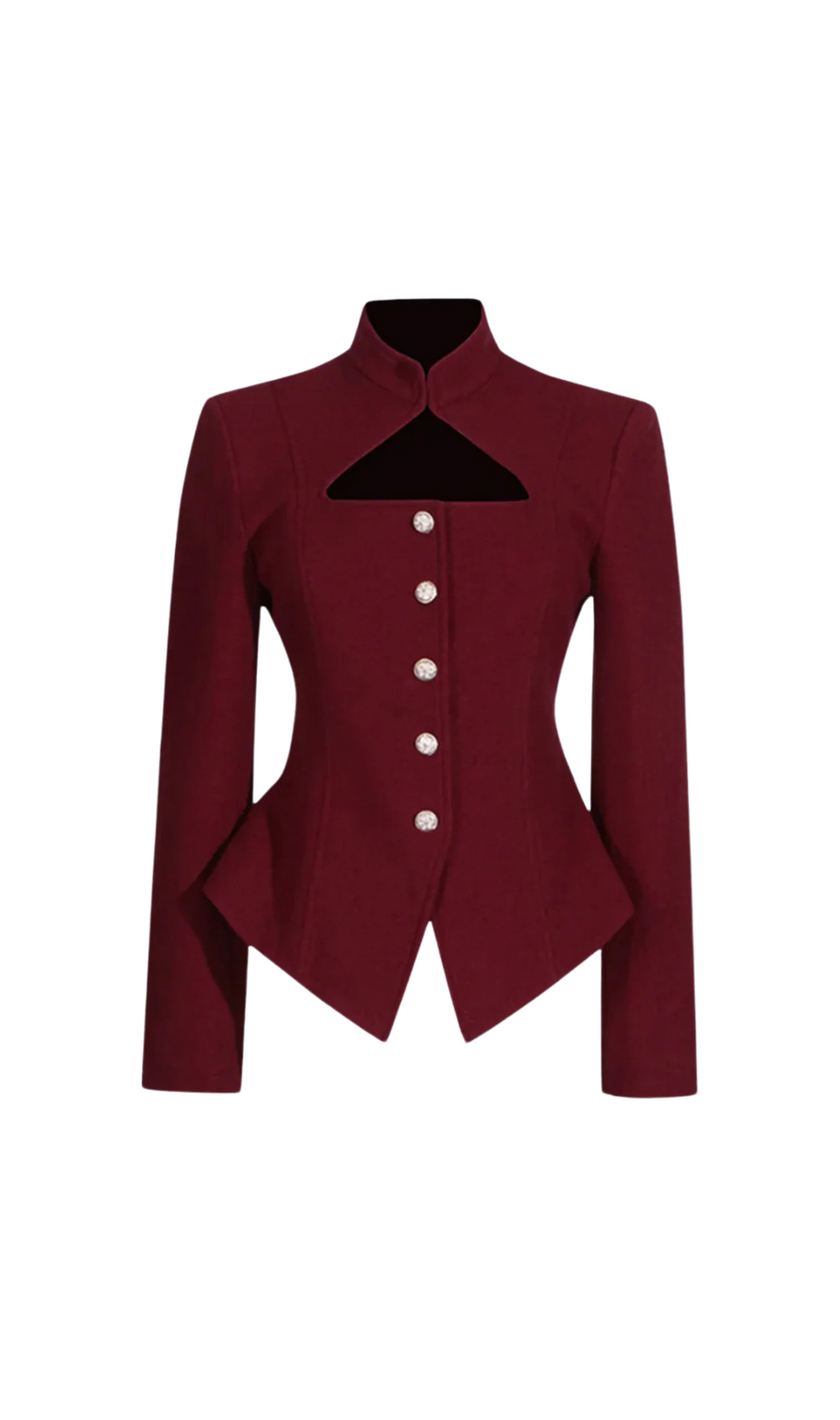 Aymee – Blazer mit Cut-outs und Knöpfen in Burgunderrot