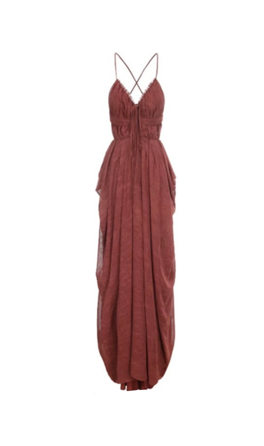 abito midi plissettato Sally in rosso ruggine