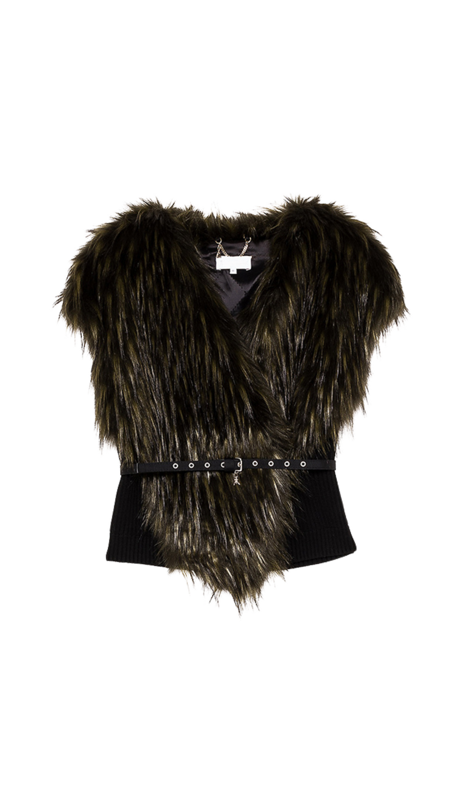FAUX FUR PATCHWORK CARDIGAN VEST