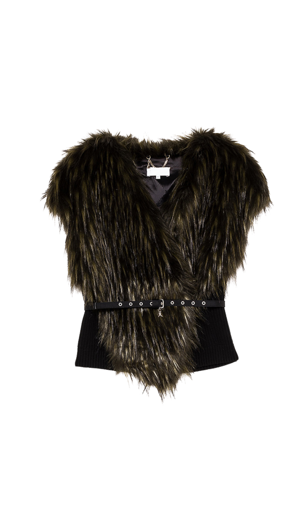 FAUX FUR PATCHWORK CARDIGAN VEST