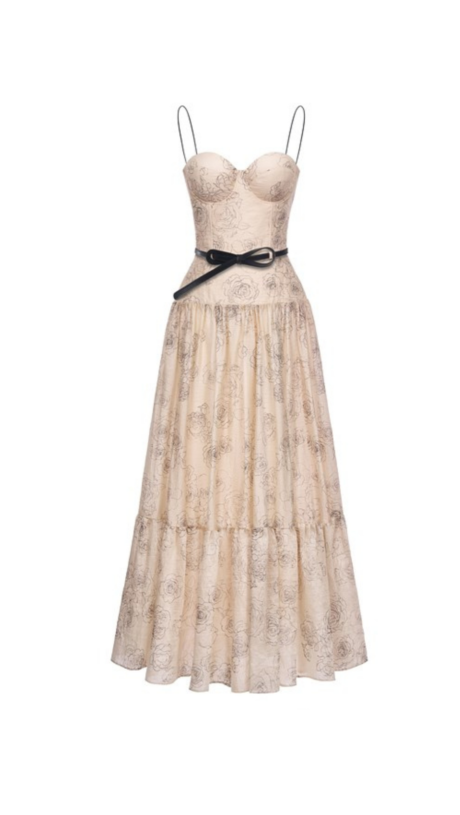 FLORAL PRINT FLARED SILHOUETTE MAXI DRESS