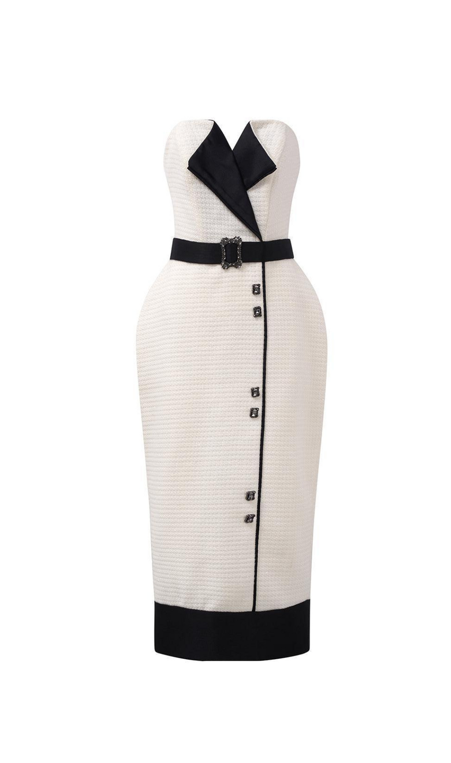 Abito midi in tweed con scollo a cuore e scollo a cuore Regina