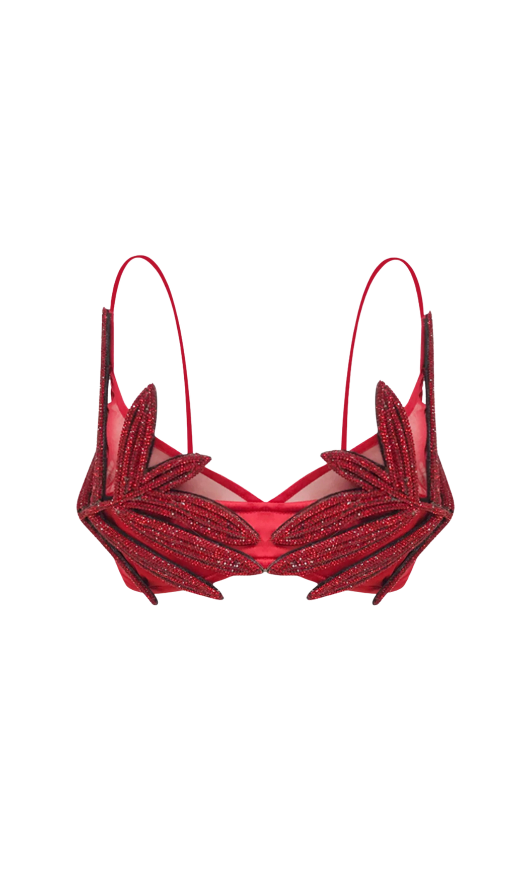 VIEBY LEAF CRYSTAL BRALETTE IN RED