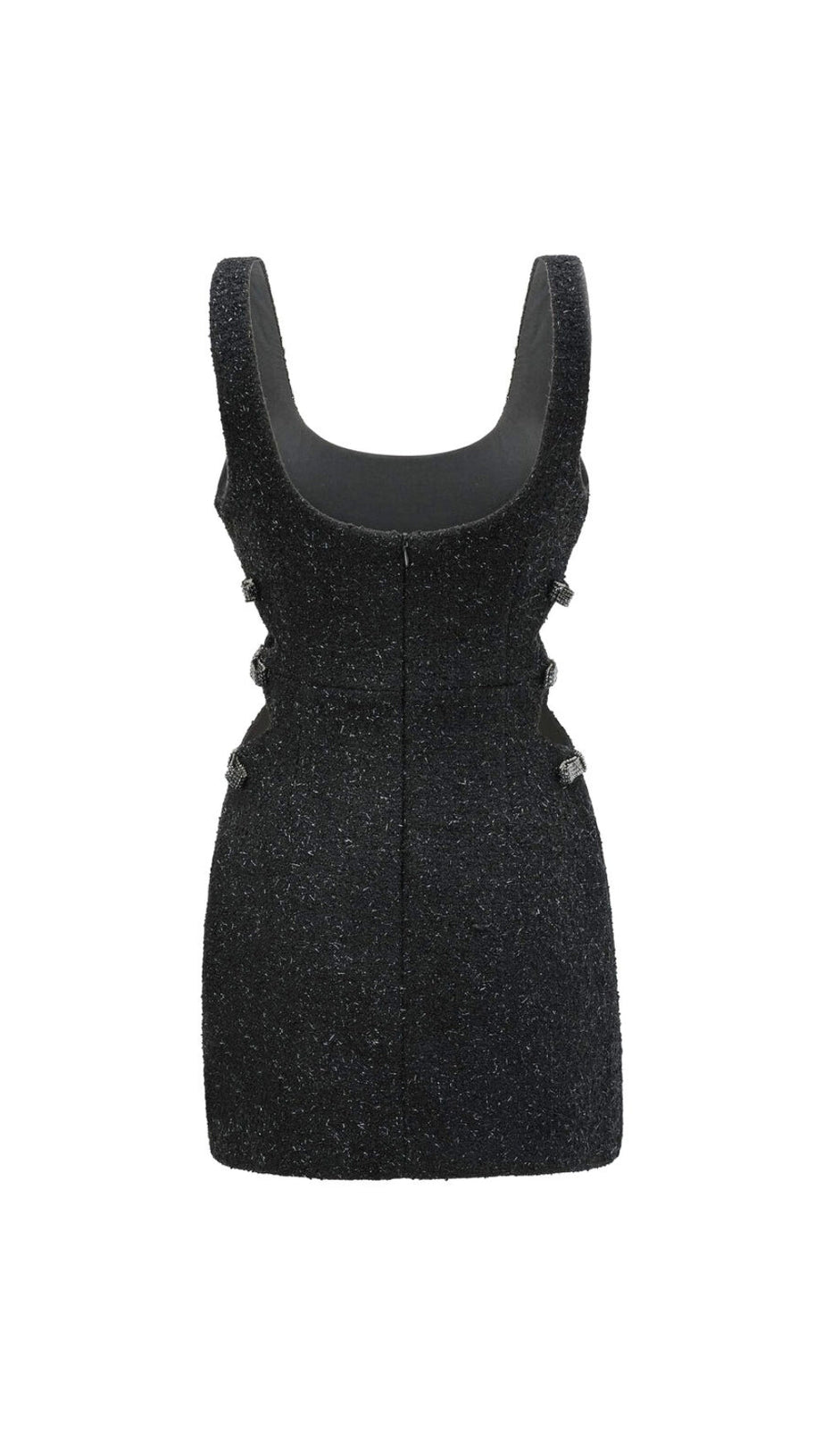 MINI ABITO NERO CON FIOCCO E TAGLIO