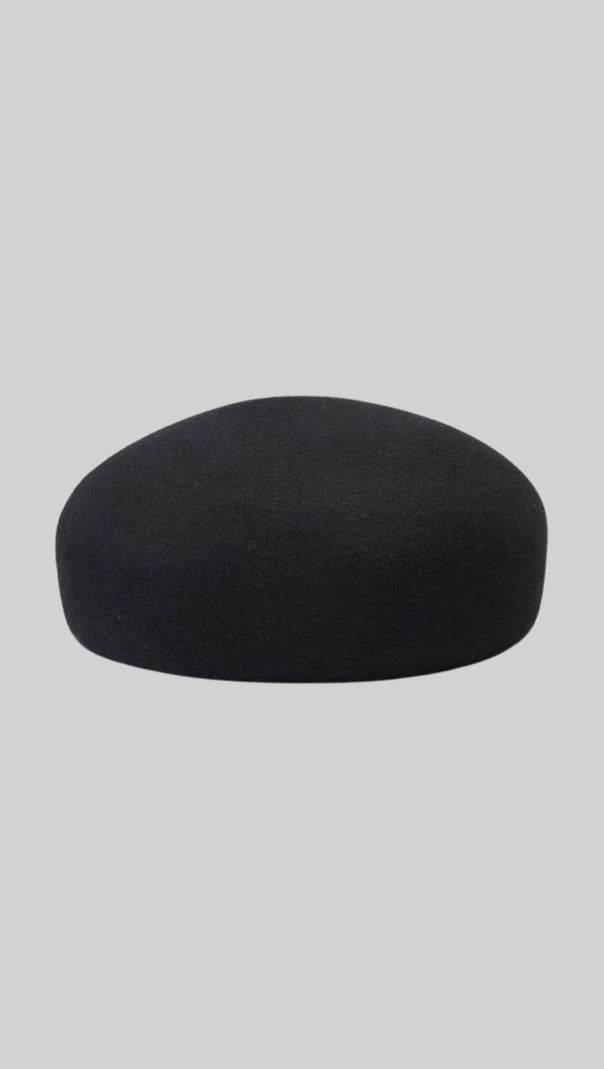 Wool Felt Structured Beret – Black