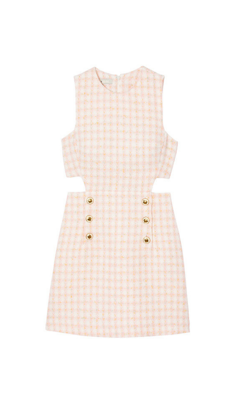 SLEEVELESS CUTOUT PINAFORE MINI DRESS IN LIGHT PINK