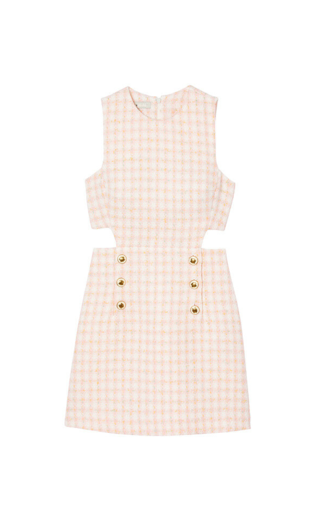 SLEEVELESS CUTOUT PINAFORE MINI DRESS IN LIGHT PINK