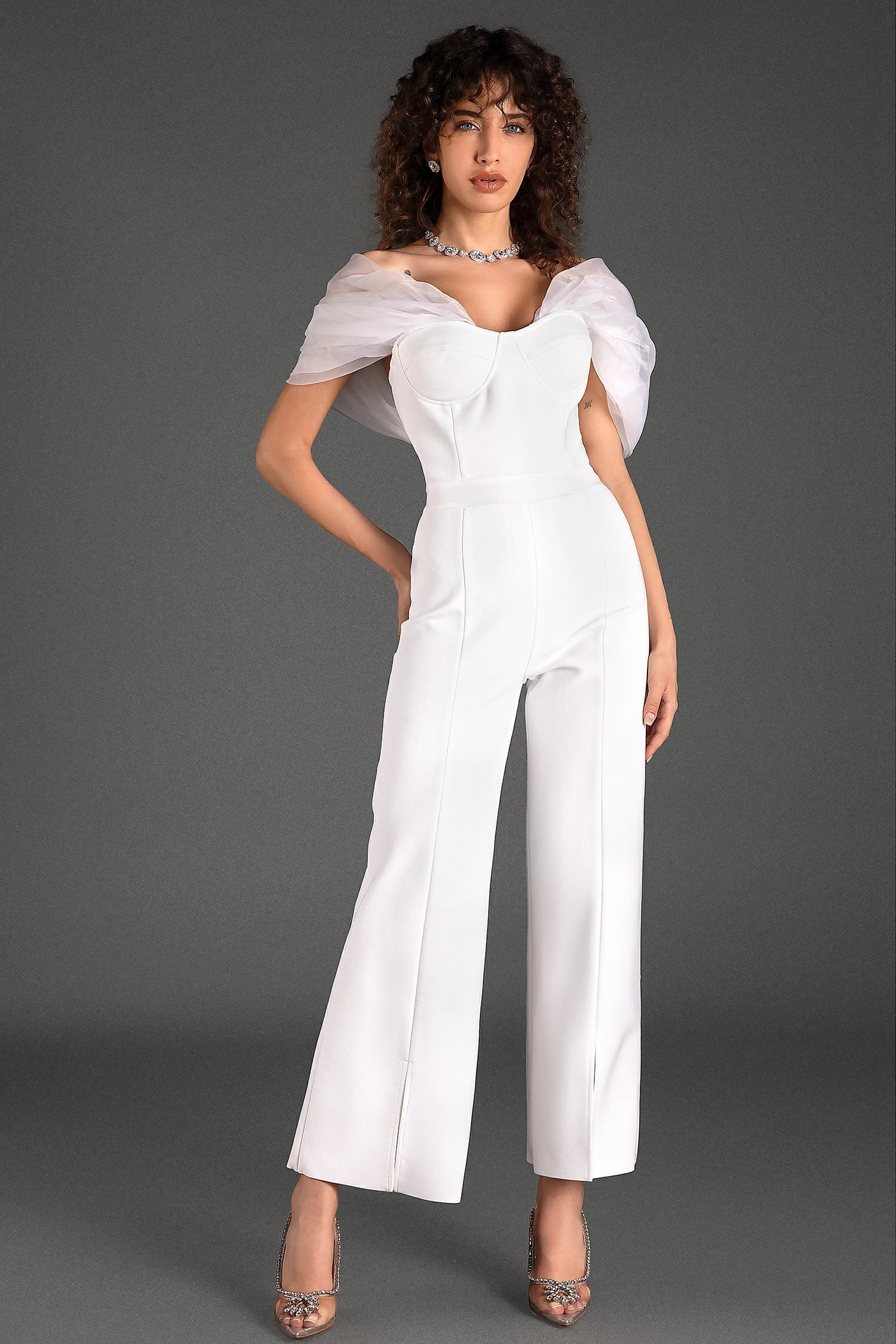 Schulterfreier Patchwork-Jumpsuit „Kane“