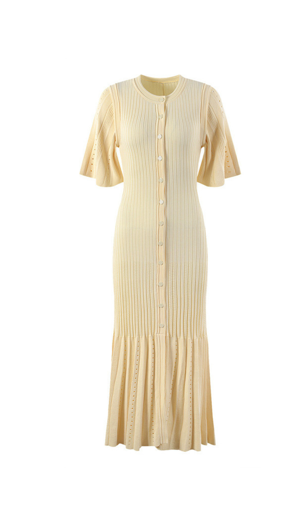 MENIA KNIT MIDI DRESS IN BEIGE