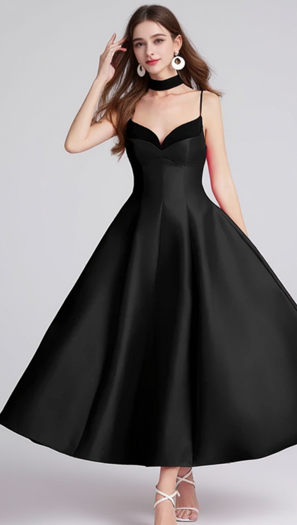 AIIZIE PATCHWORK MIDI DRESS IN BLACK - product image