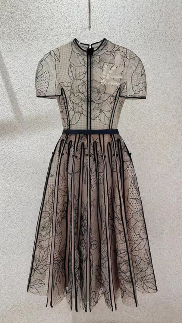 AIIZIE ARIYA EMBROIDERY LACE MIDI DRESS - product image