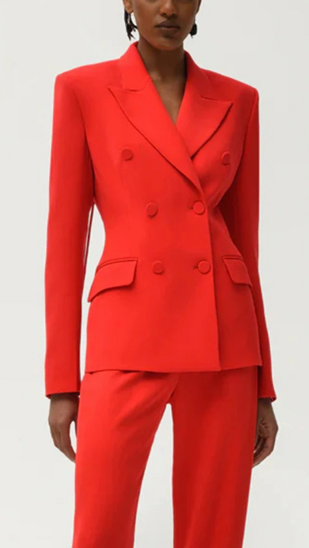 AIIZIE VIENNA CUTOUT FRINGE BACKLESS BLAZER IN RED - product image