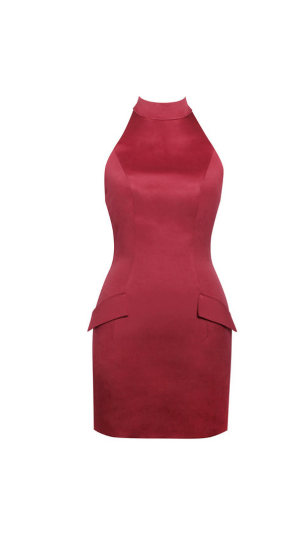 AIIZIE VIVIEN SATIN MINI DRESS IN RED - product image