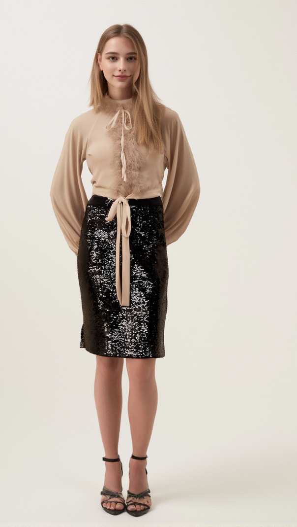 AIIZIE SALOME FEATHER-DETAIL CHIFFON BLOUSE - product image