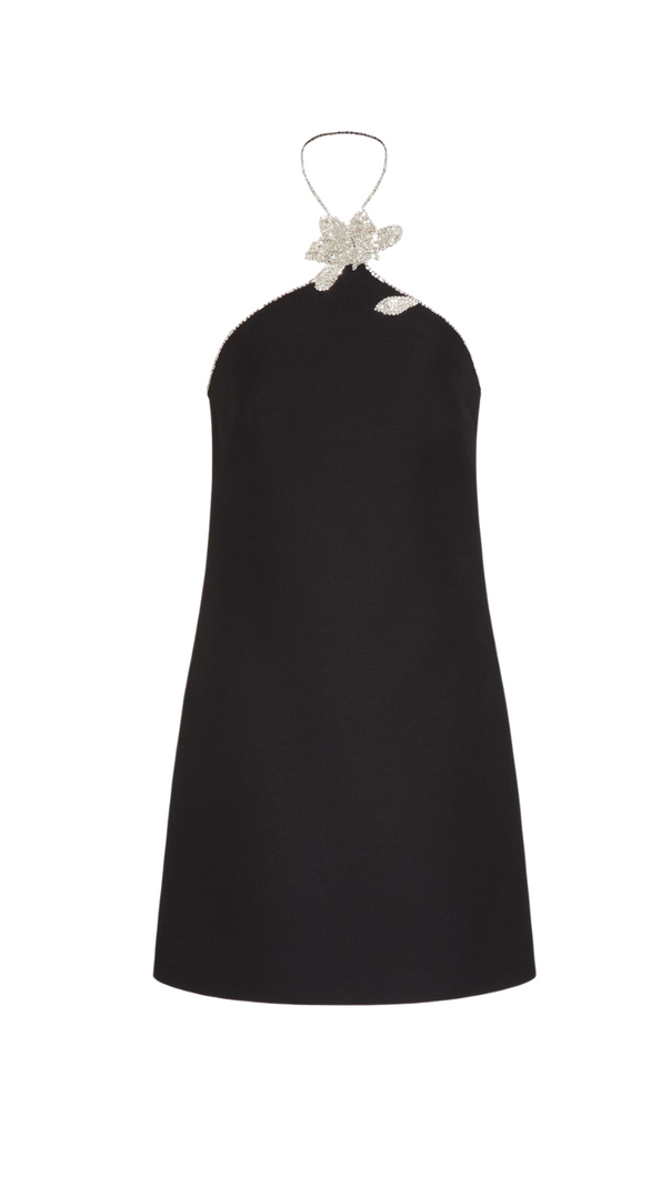 AIIZIE BBLYTHE EMBROIDERED CREPE COUTURE MINI DRESS IN BLACK - product image