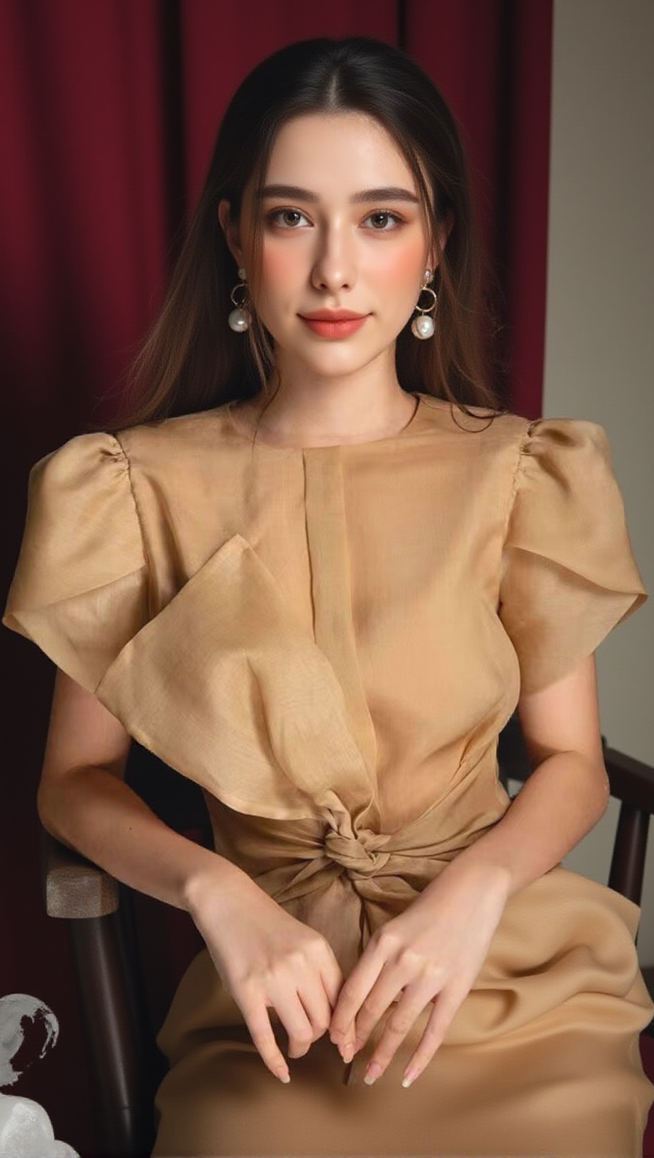 KAHKI BODYCON FIT BOW MINI DRESS