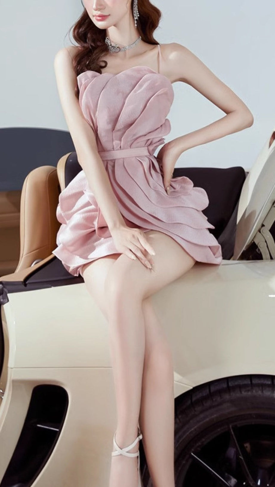 STRAPPY FLORAL WAISTED MINI DRESS