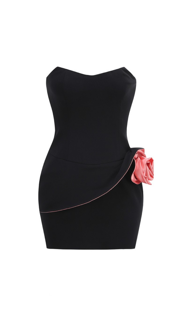 AIIZIE CAROLINE ROSETTE-DETAILED MINI DRESS IN BLACK - product image