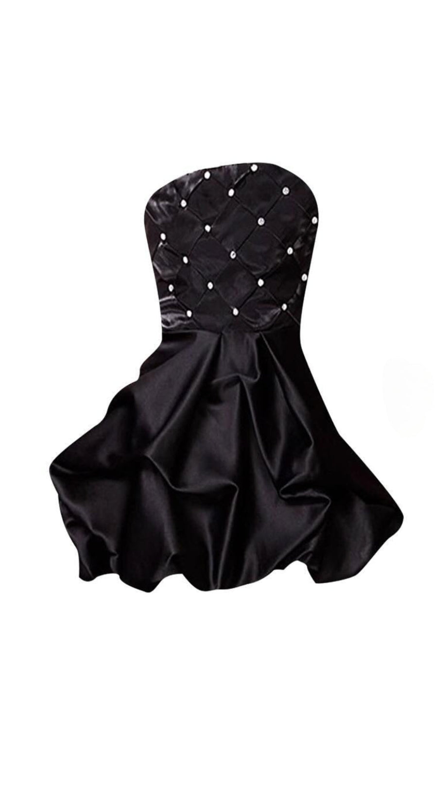 schulterfreies, kristallverziertes, gerüschtes Minikleid