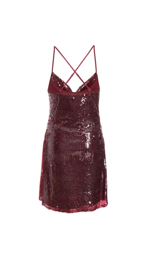 AIIZIE STEPHANIE WINE SEQUIN MINI DRESS - product image