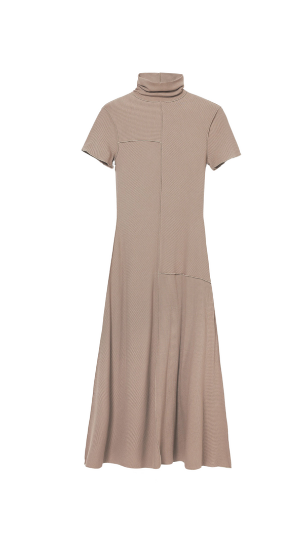 AIIZIE CAMEL BODYCON MIDI DRESS WITH HIGH NECK - product image