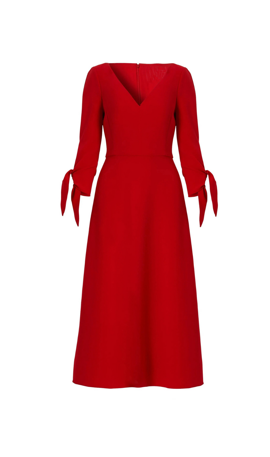 ABITO MIDI DENISE CON SCOLLO A V E LACCI IN ROSSO