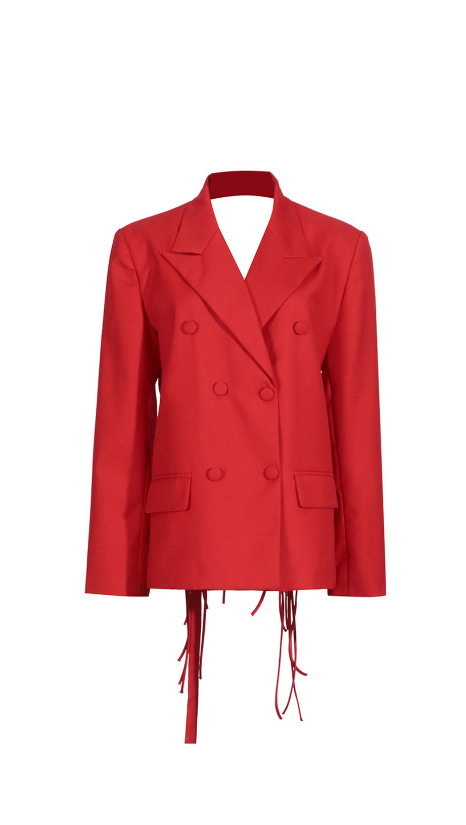 Blazer Vienna con frange e schiena scoperta in rosso