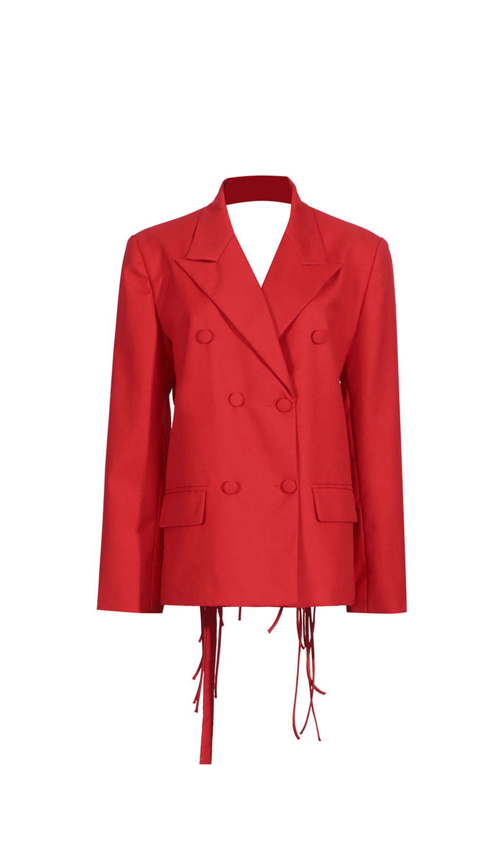 Vienna – Rückenfreier Blazer mit Cut-out und Fransen in Rot