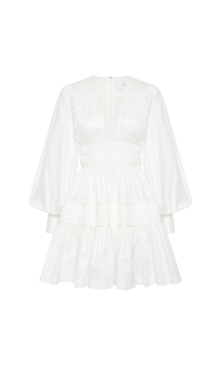VALERIE FALLINGWATER RUCHED MINI DRESS IN WHITE