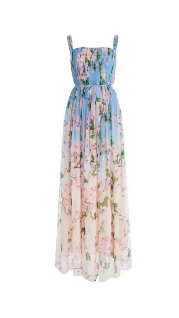 AIIZIE XAVIERA PLEATED SILK CHIFFON GOWN IN BLUE - product image