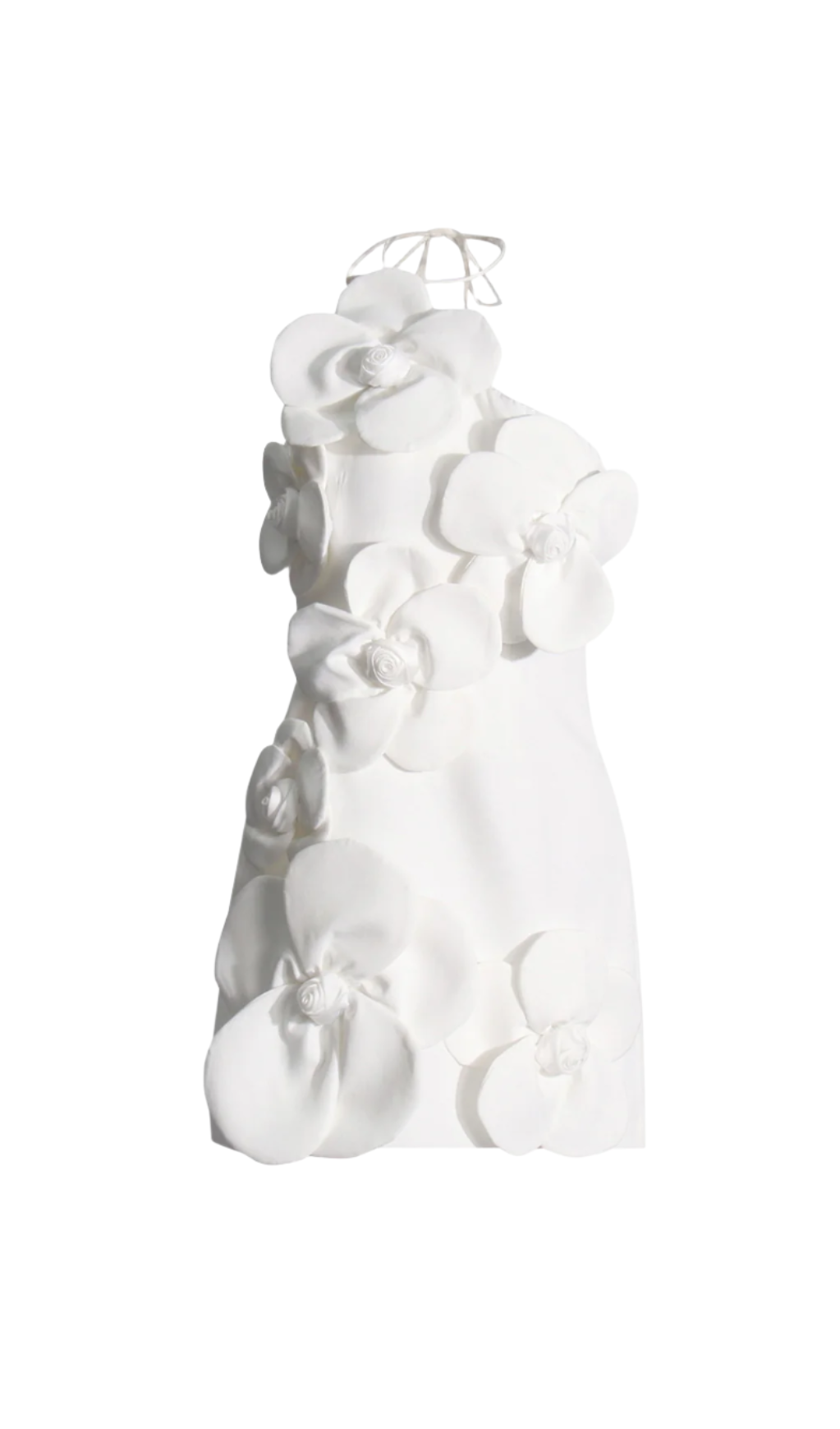 EMILY FLOWER HALTER NECK MINI DRESS IN WHITE
