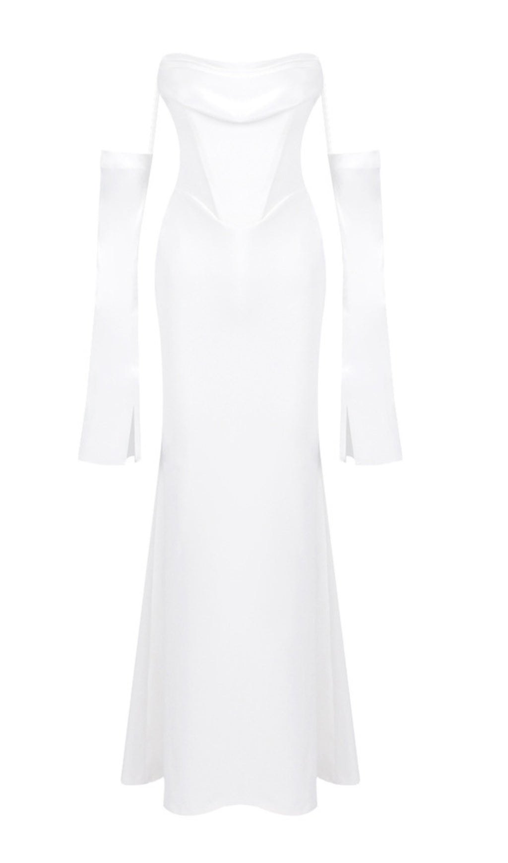 ABITO BIANCO A MANICHE LUNGHE CON SPALLE SCOPERTE