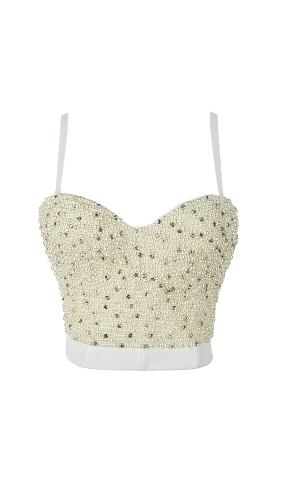 TOP CORSETTO BIANCO CON PERLE