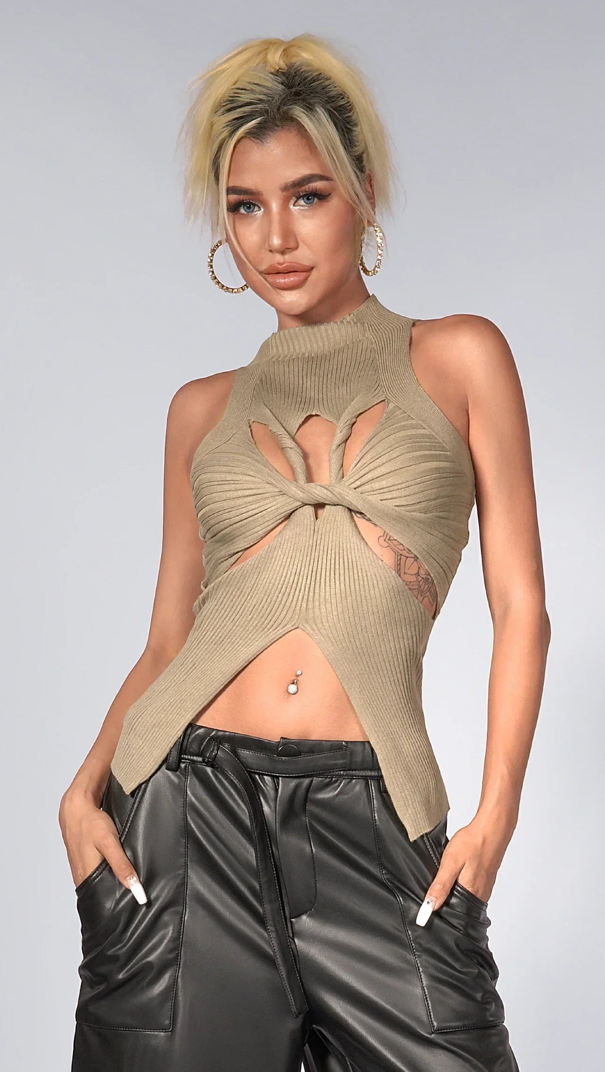 Alyzah Irregularly Cutout Knit Top