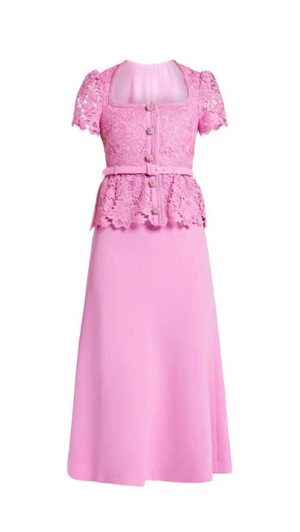AIIZIE PINK LACE TAILORED MIDI DRESS - product image