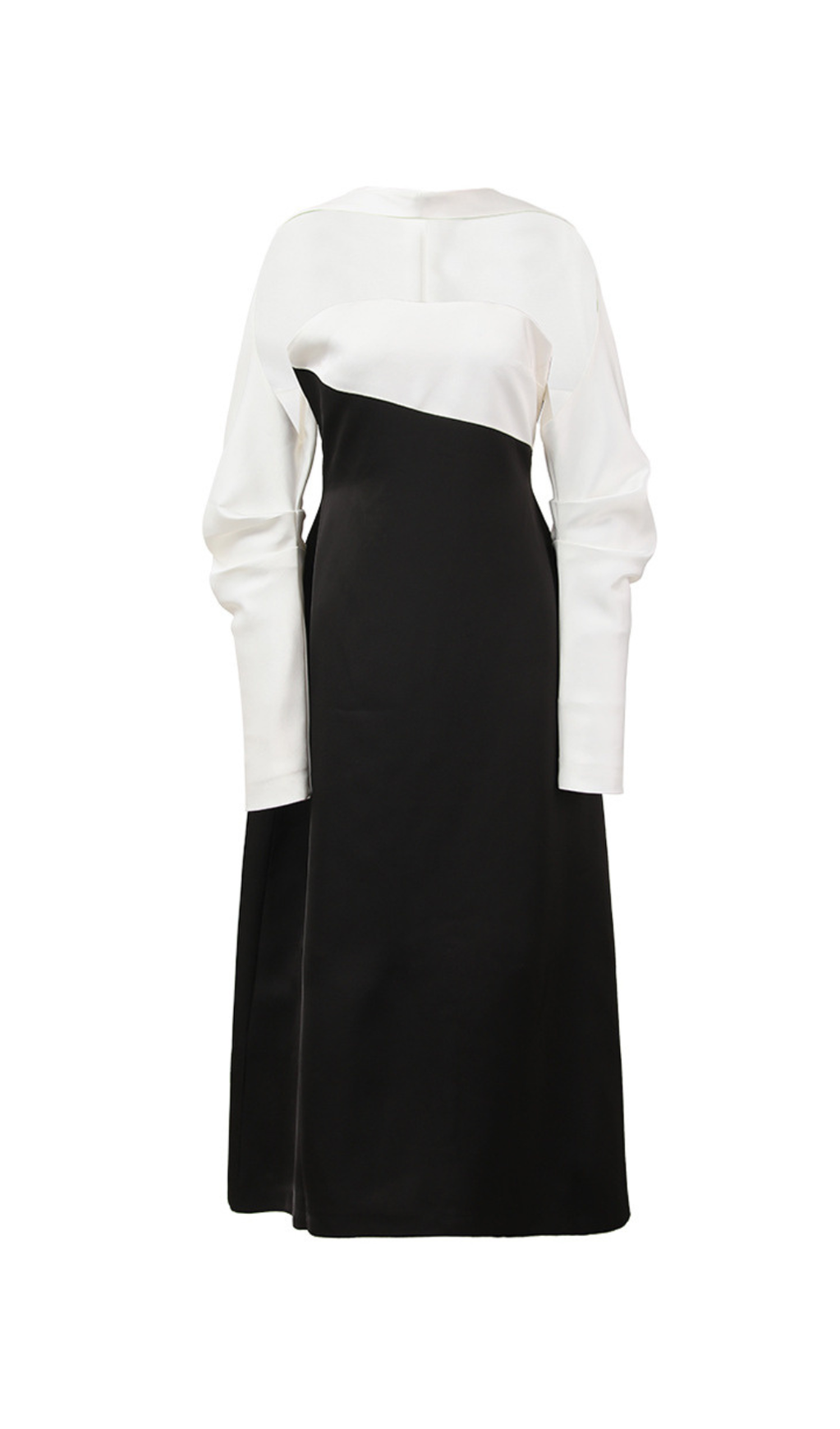 ARLENE BLACK LONG SLEEVED CUT OUT SILK TAFFETA MIDI DRESS