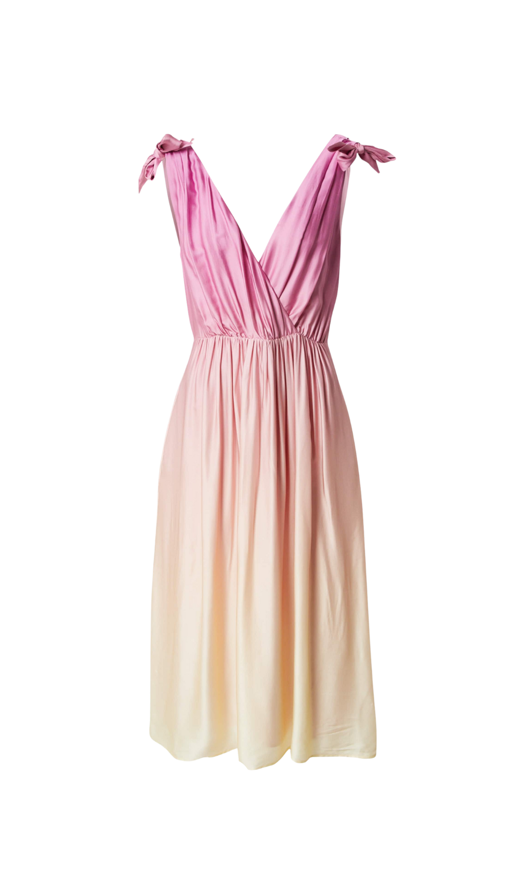 WRAP-OVER MIDI DRESS IN PASTEL YELLOW WITHOUT BELT