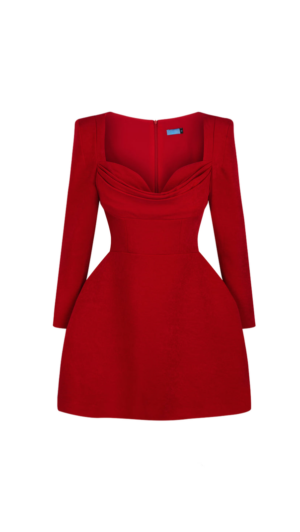 AIIZIE BRIANNA SQUARE-NECK A-LINE MINI DRESS IN RED - product image