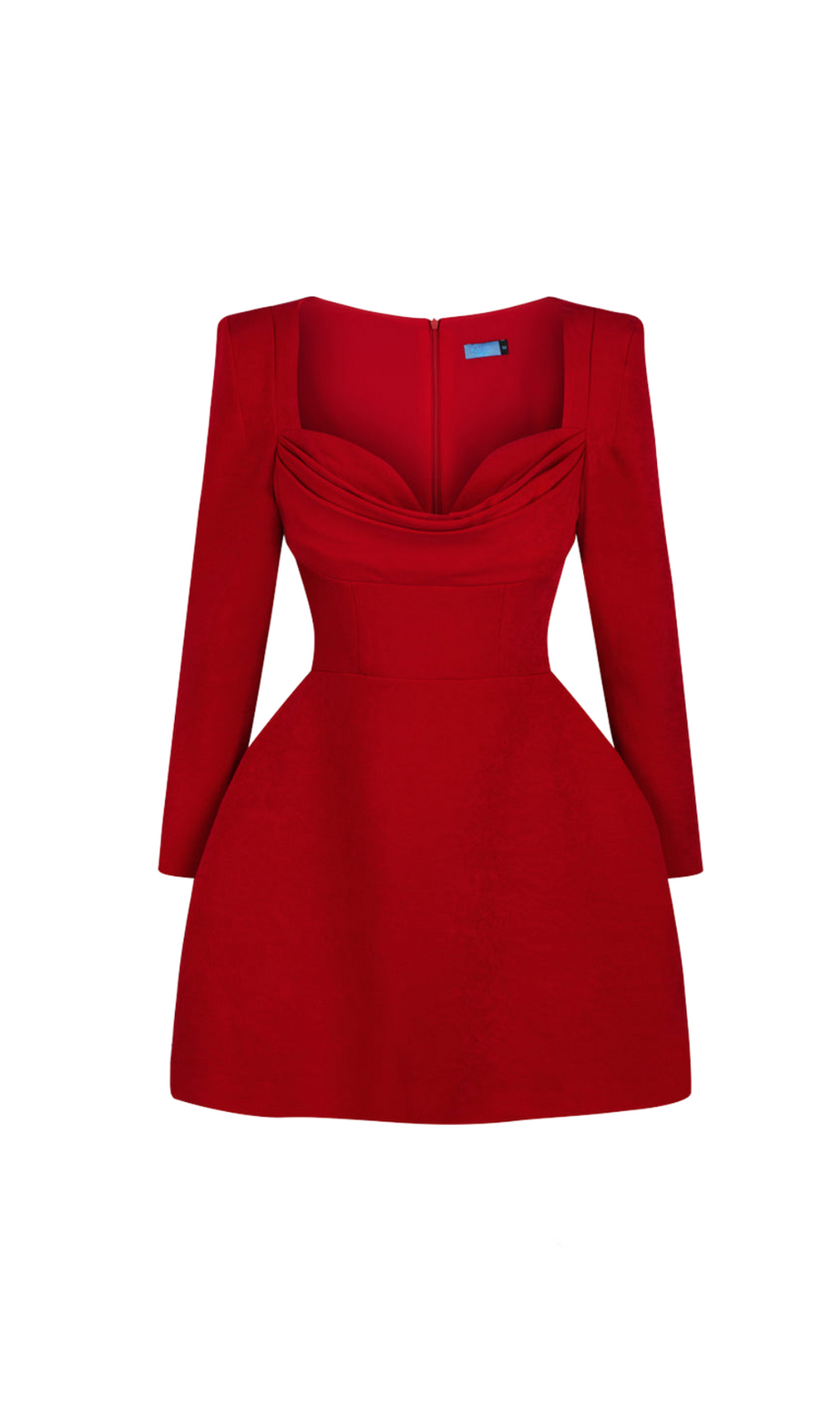 Brianna square-neck a-line mini dress in red