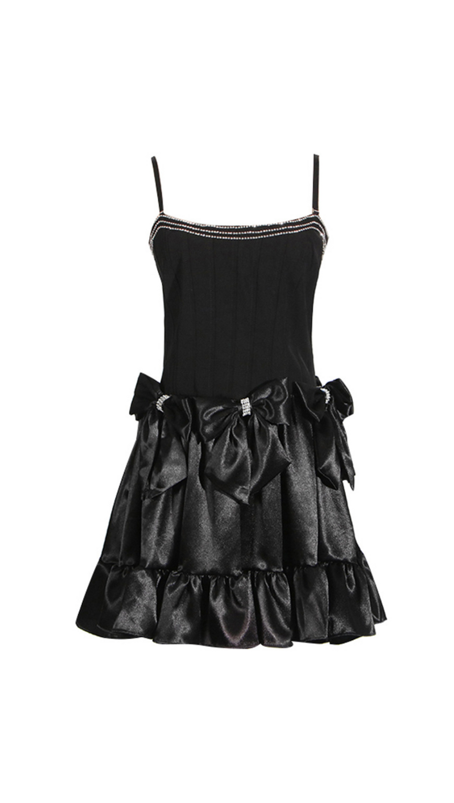 DIAMOND BOW MINI DRESS IN BLACK