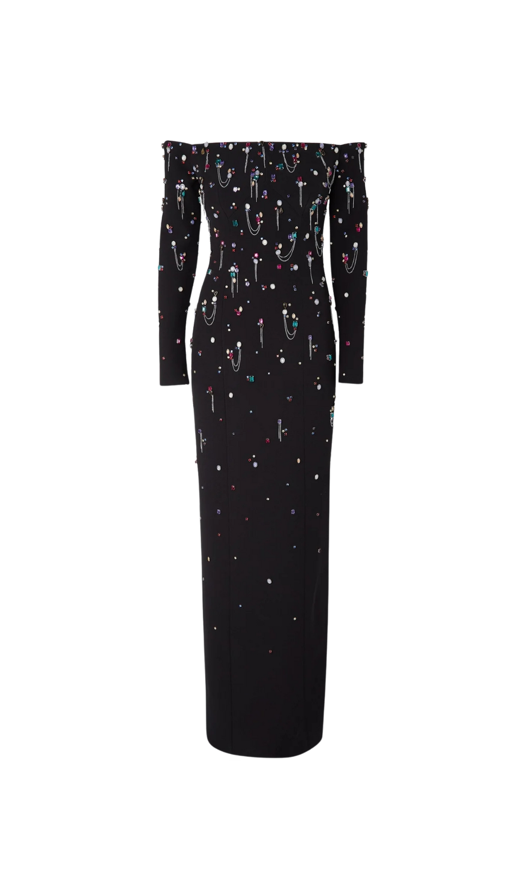 Pamaria – Schulterfreies Maxikleid mit Diamantstickerei