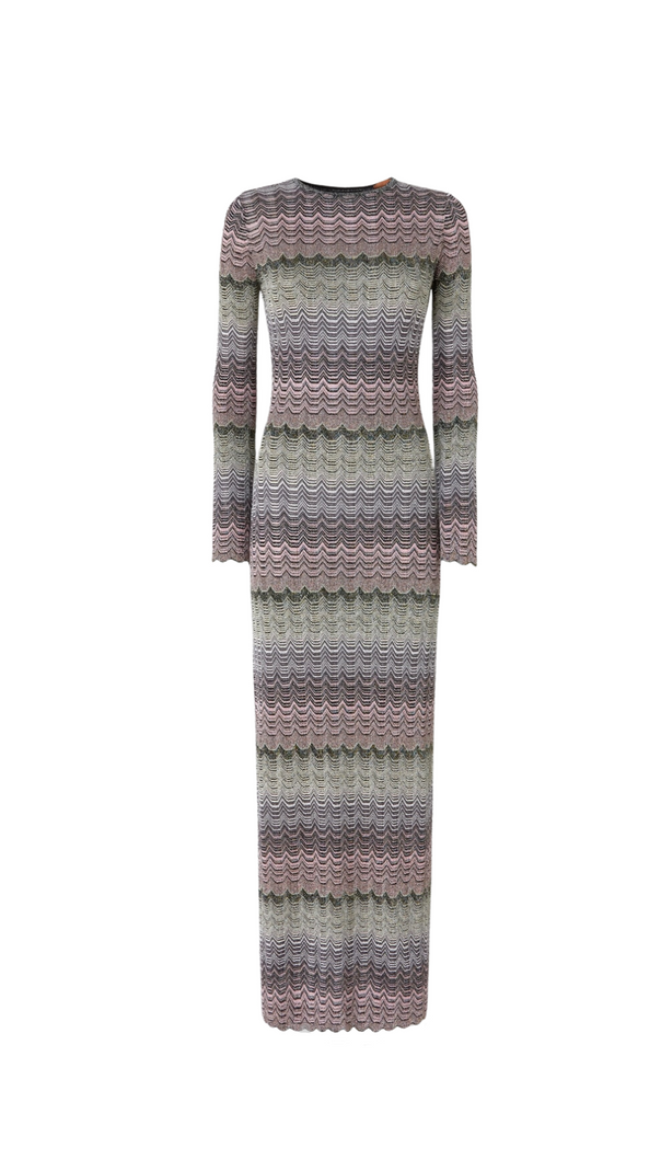 AIIZIE MULTICOLOR MAXI DRESS WITH LAMÉ GREEK MOTIF - product image