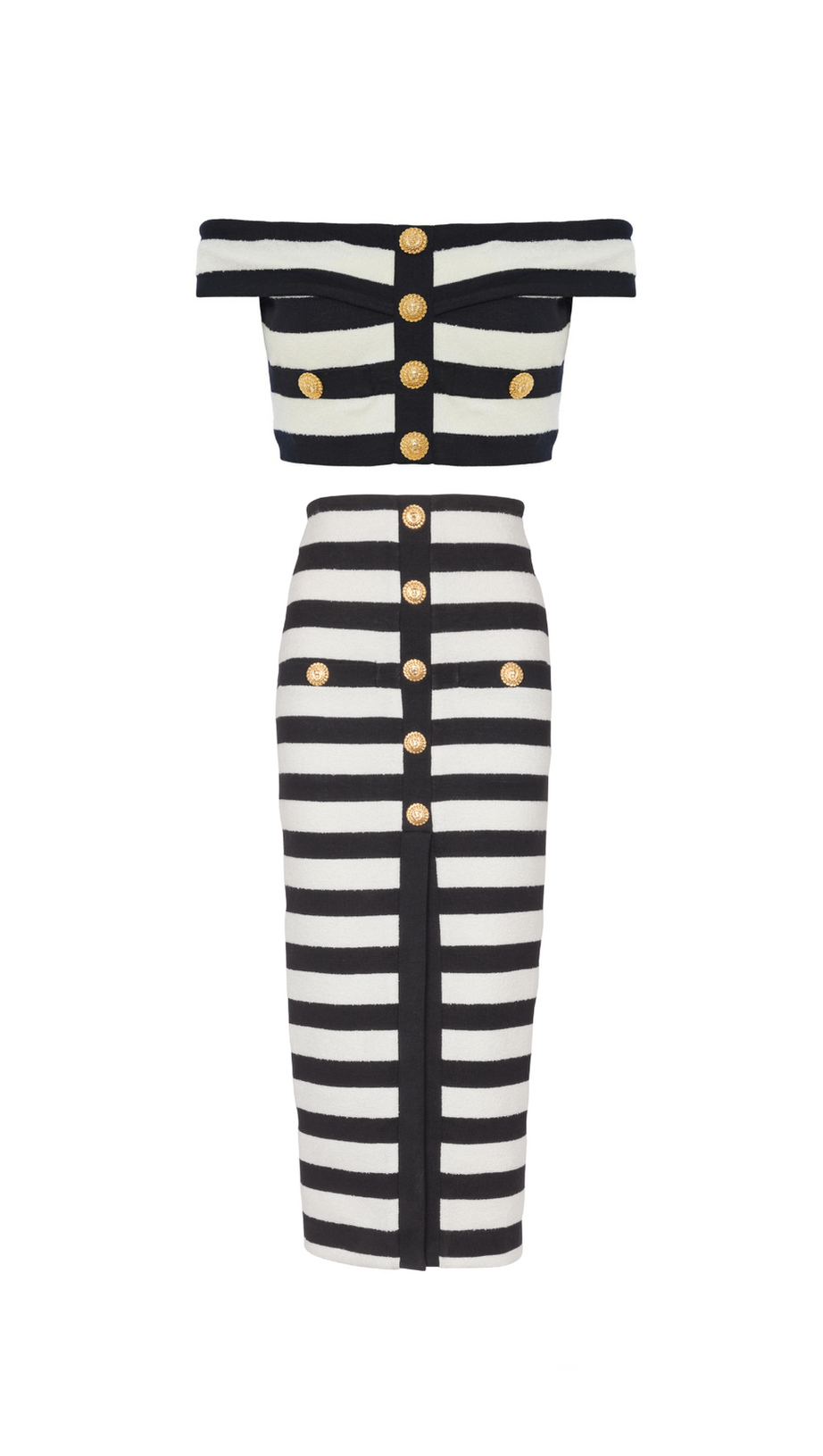 TWO-TONE EMBELLISHED KNITTED CROPPED TOP SKIRT SET