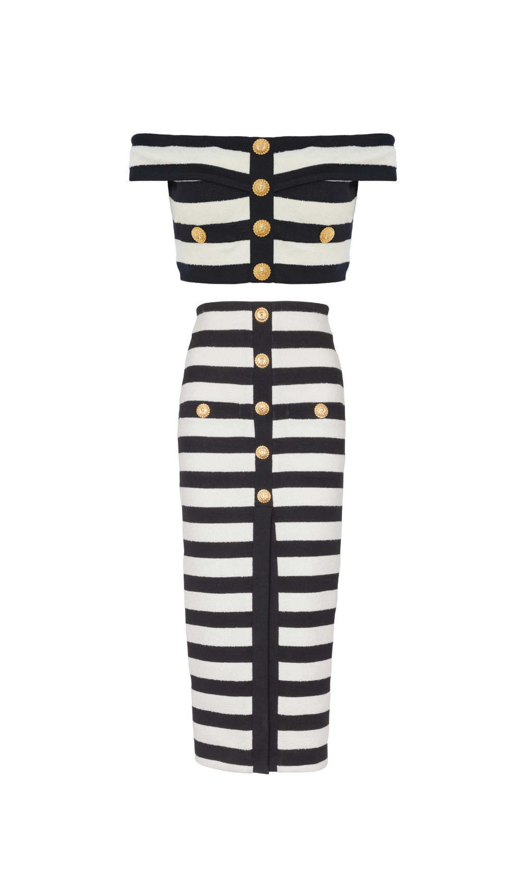 TWO-TONE EMBELLISHED KNITTED CROPPED TOP SKIRT SET