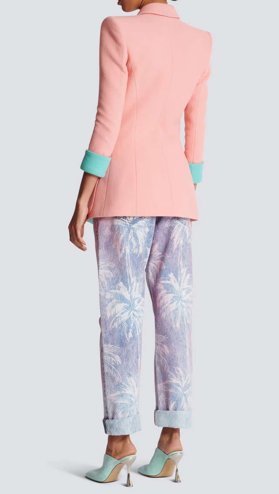 GIACCA BICOLORE IN CRÊPE DOPPIO A 1 BOTTONE