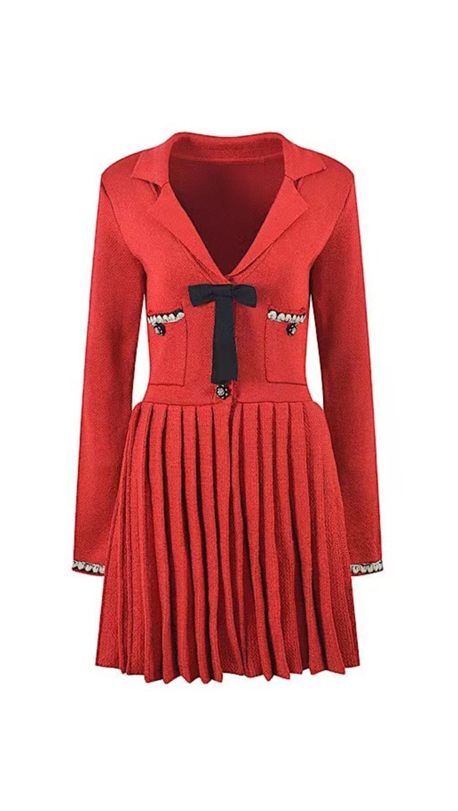 MINI ABITO IN MAGLIA ROSSA CON FIOCCO 