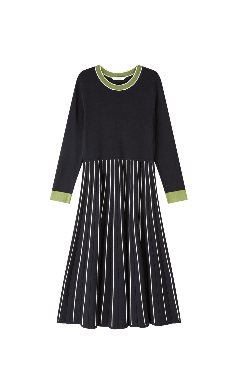multi knitted midi dress in black