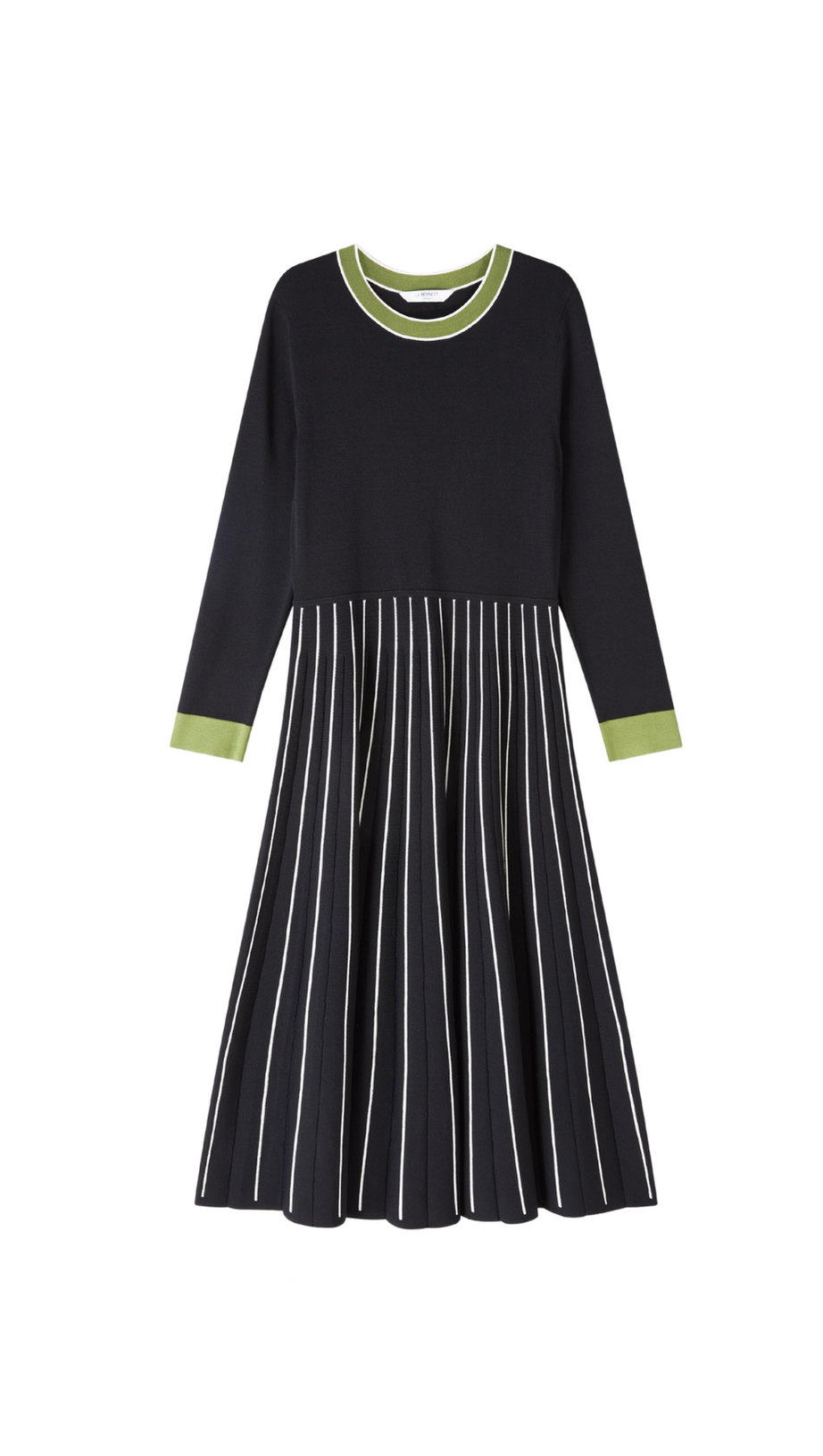 MULTI KNITTED MIDI DRESS IN BLACK