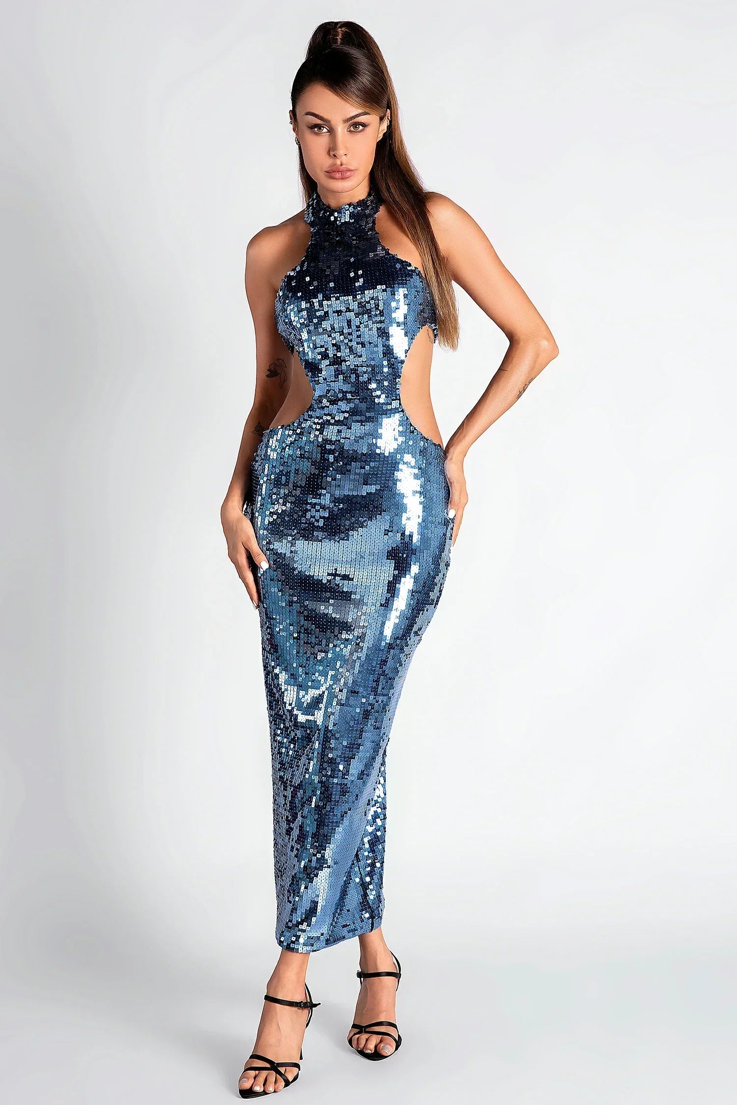 NEIVA GLITTER CUTOUT MAXI DRESS