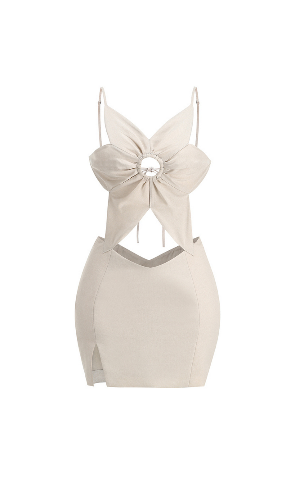 ALMA FLOWER DETAIL CUT OUT MIDI DRESS IN APRICOT